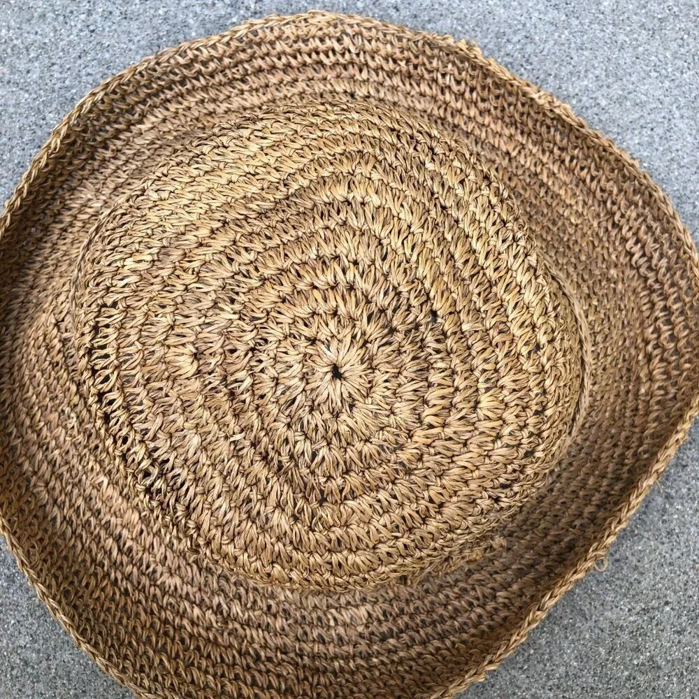 Women's Bucket Fedora Hat Crochet Woven Cap One Size Brown​